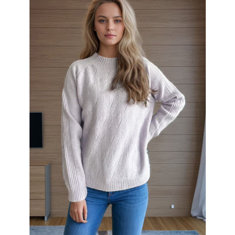 Mock Neck Long Sleeve Sweater Apparel and Accessories