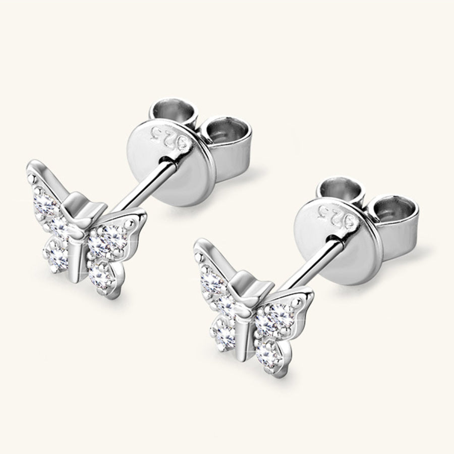 Moissanite 925 Sterling Silver Butterfly Stud Earrings Apparel and Accessories
