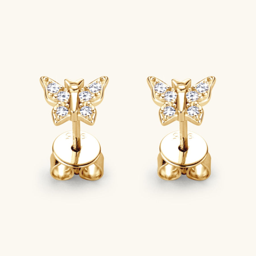 Moissanite 925 Sterling Silver Butterfly Stud Earrings Apparel and Accessories
