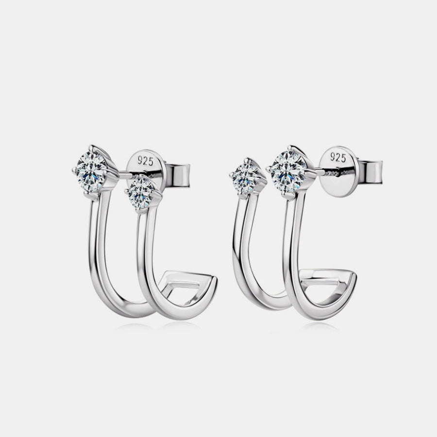 Moissanite 925 Sterling Silver C-Hoop Earrings Apparel and Accessories