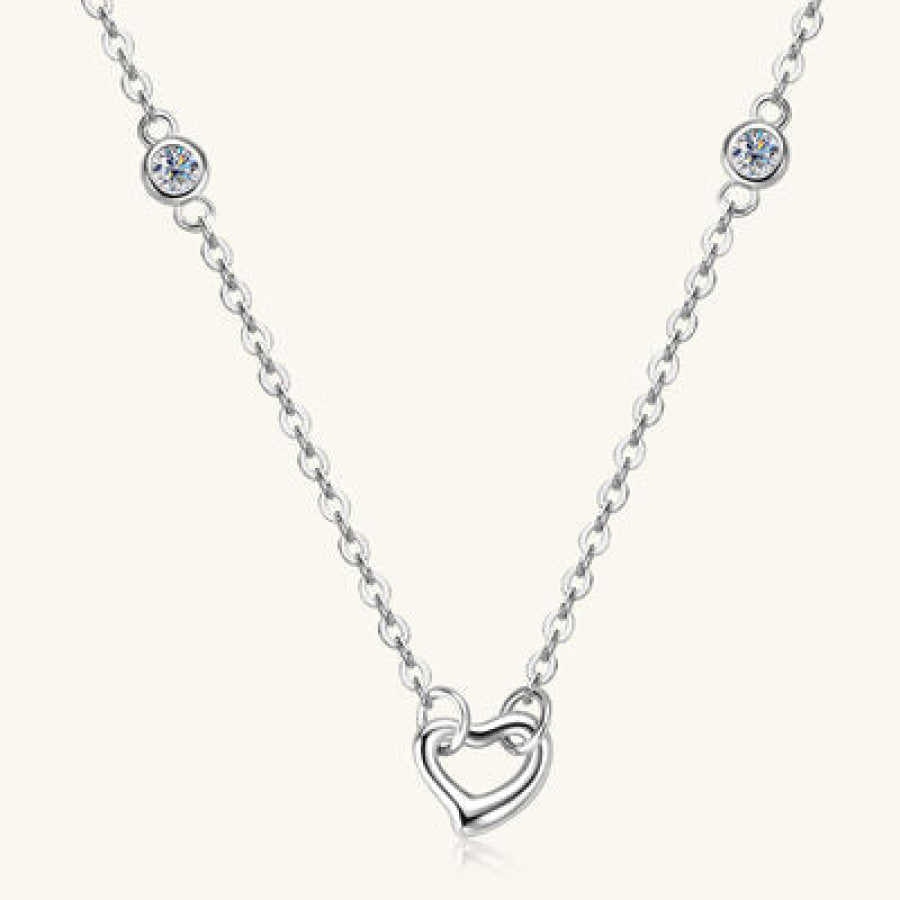 Moissanite 925 Sterling Silver Heart Necklace Apparel and Accessories