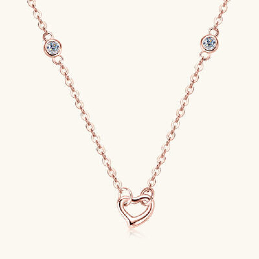 Moissanite 925 Sterling Silver Heart Necklace Apparel and Accessories