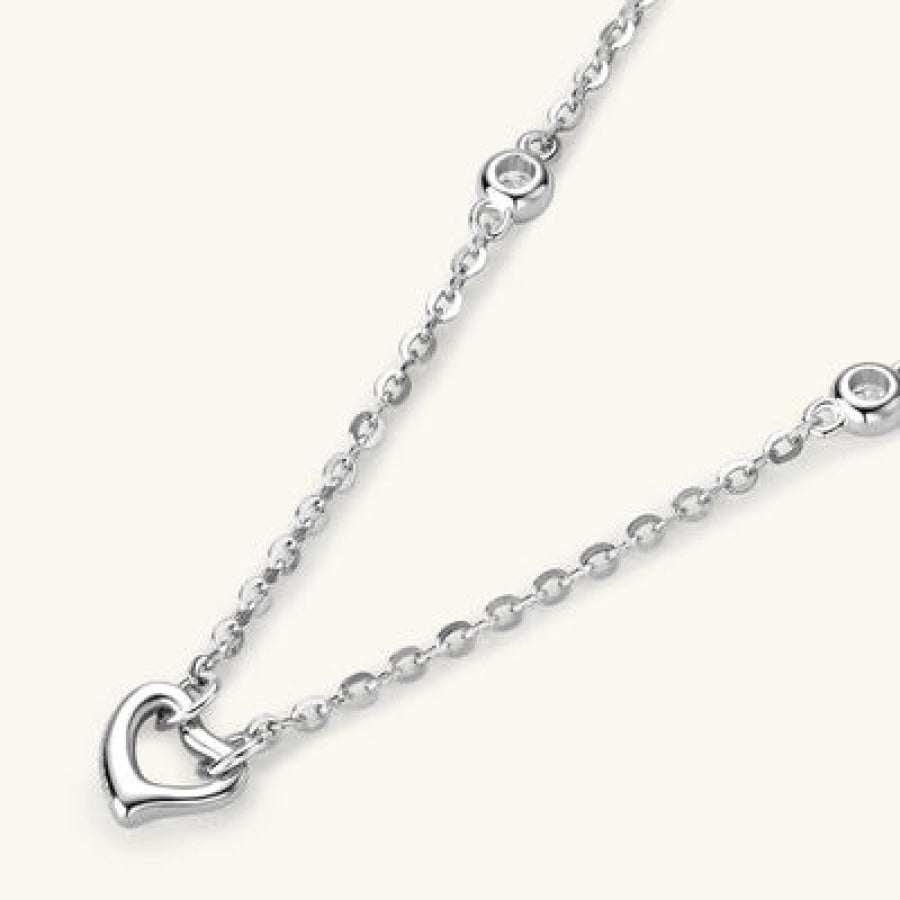 Moissanite 925 Sterling Silver Heart Necklace Apparel and Accessories