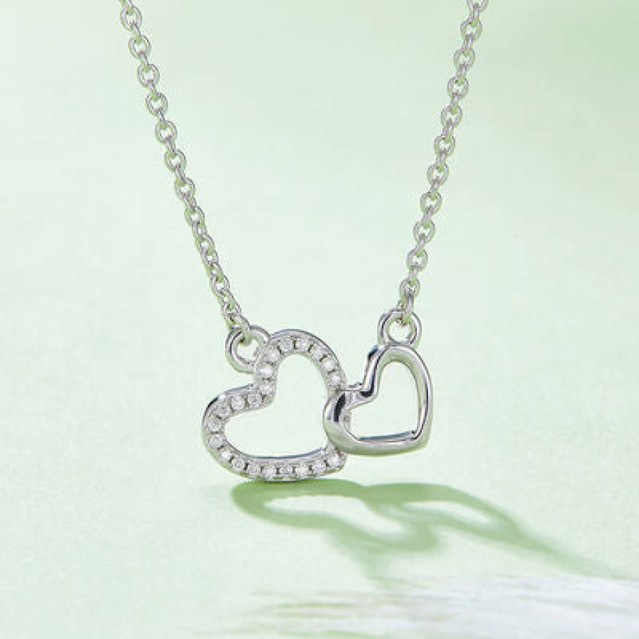 Moissanite 925 Sterling Silver Heart Necklace Silver / One Size Apparel and Accessories
