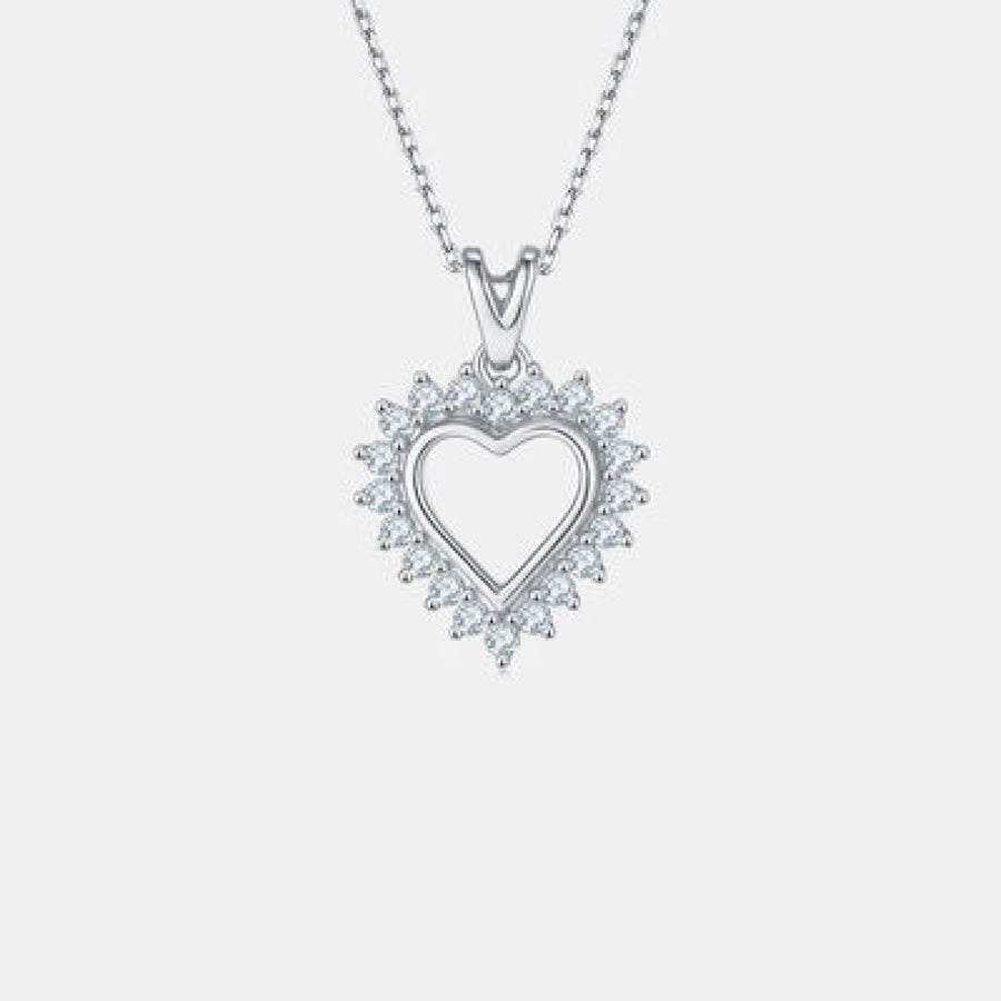 Moissanite 925 Sterling Silver Heart Pendant Necklace Apparel and Accessories