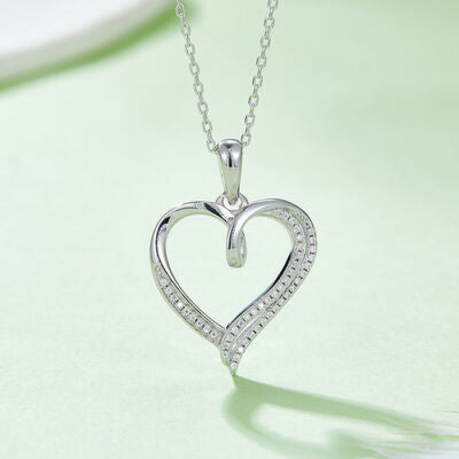 Moissanite 925 Sterling Silver Heart Shape Necklace Silver / One Size Apparel and Accessories