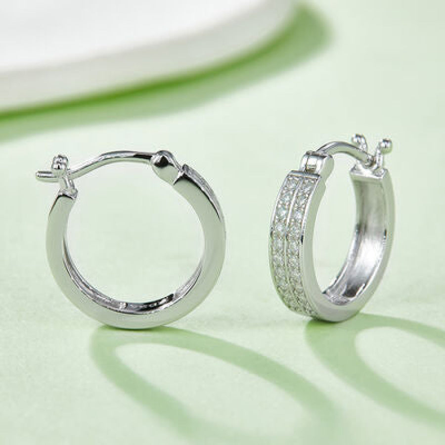 Moissanite 925 Sterling Silver Huggie Earrings / One Size Apparel and Accessories