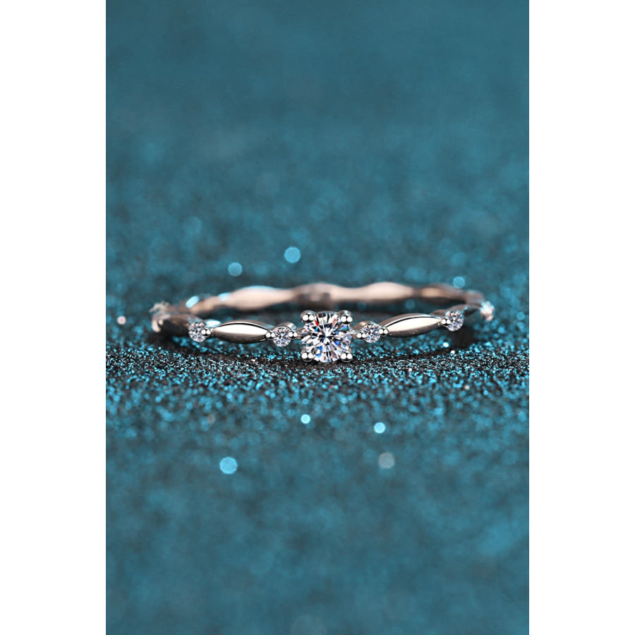 Moissanite 925 Sterling Silver Rhodium-Plated Ring