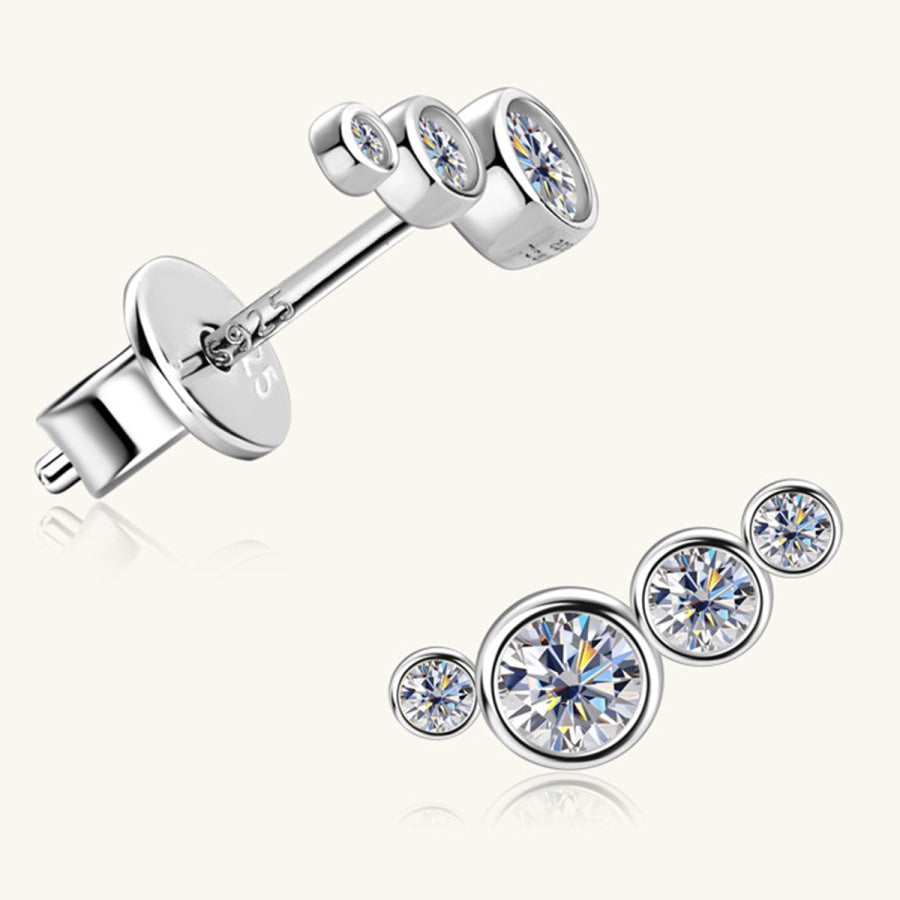 Moissanite 925 Sterling Silver Stud Earrings Apparel and Accessories