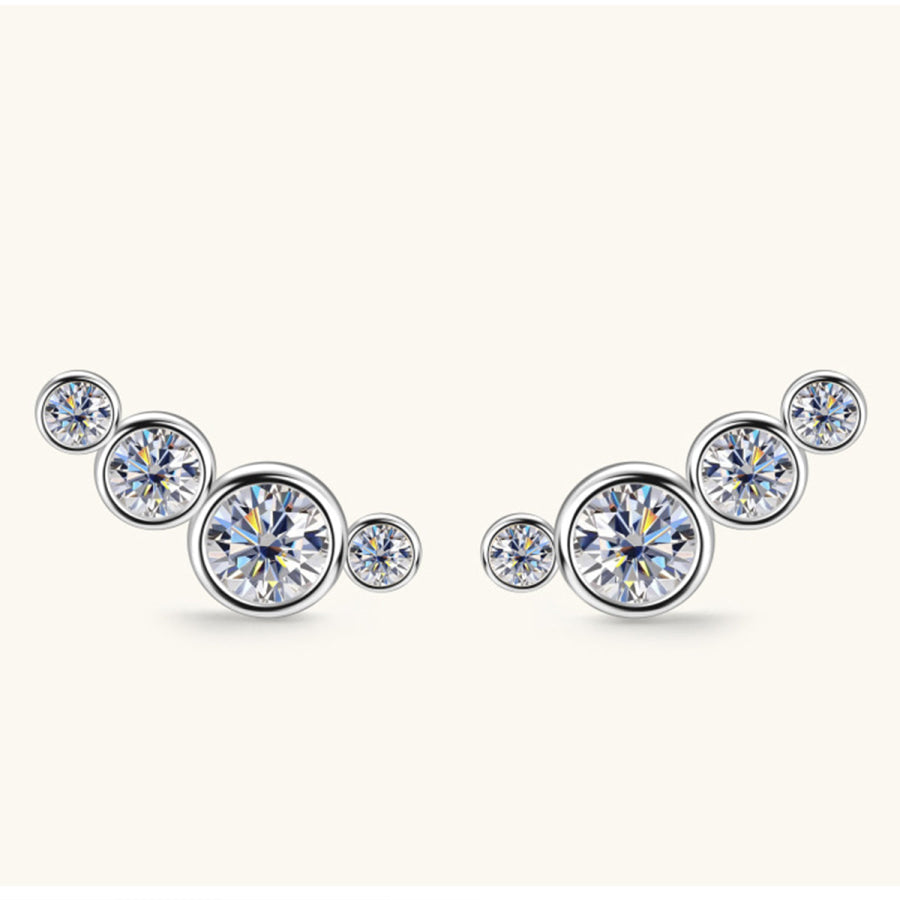 Moissanite 925 Sterling Silver Stud Earrings Apparel and Accessories