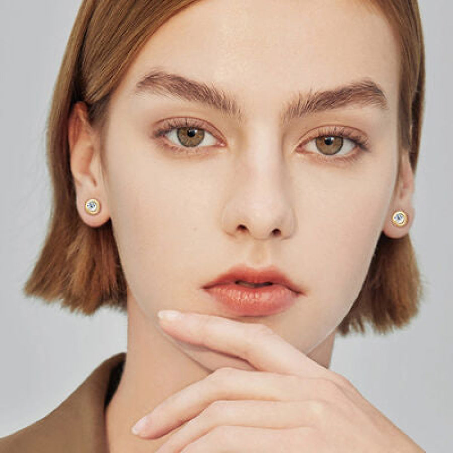 Moissanite 925 Sterling Silver Stud Earrings Gold / One Size Apparel and Accessories