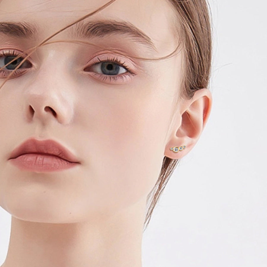 Moissanite 925 Sterling Silver Stud Earrings Gold / One Size Apparel and Accessories