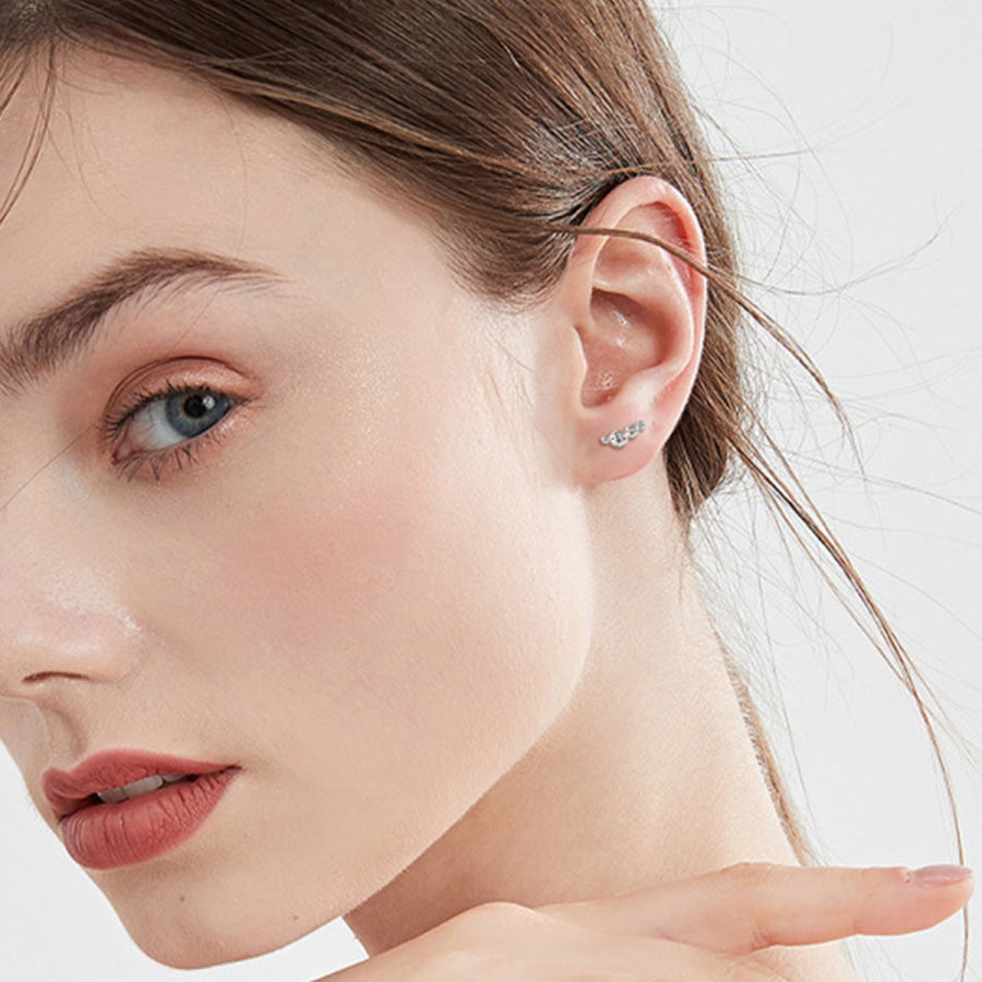 Moissanite 925 Sterling Silver Stud Earrings Silver / One Size Apparel and Accessories