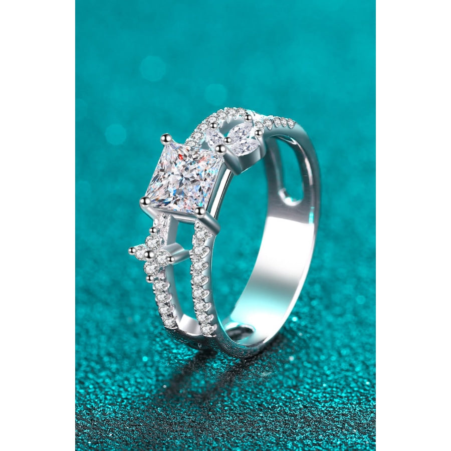 Moissanite Double Layered Ring Silver / 4