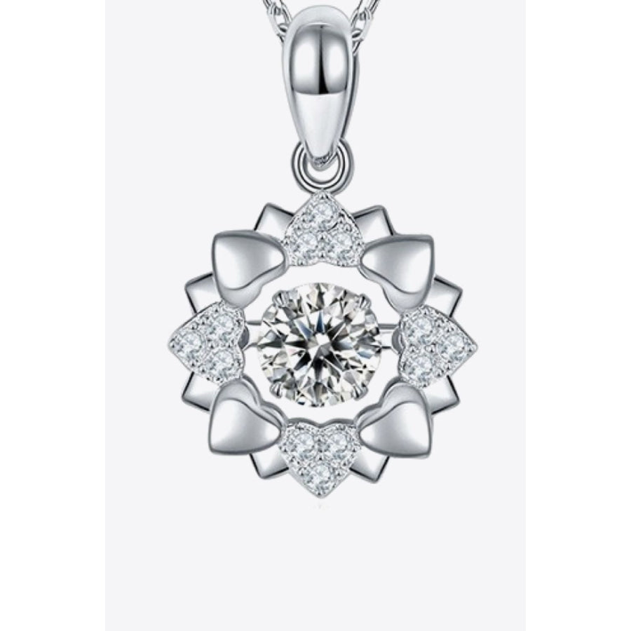 Moissanite Flower Shape Pendant Necklace Silver / One Size