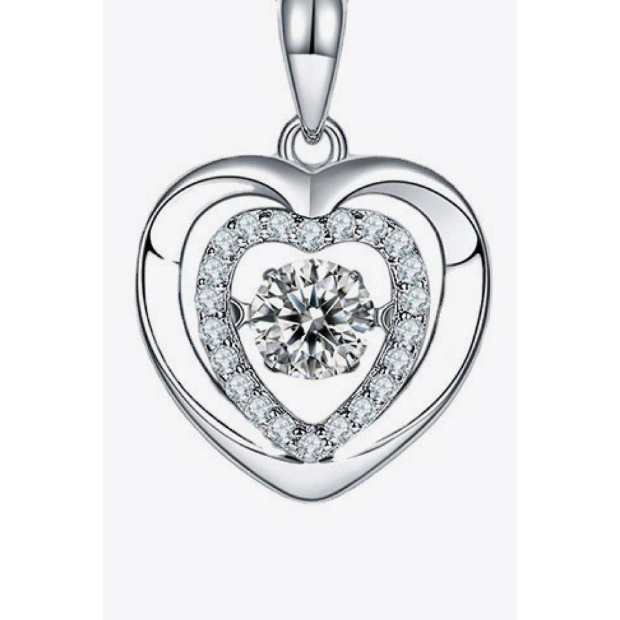 Moissanite Heart Pendant Necklace Silver / One Size