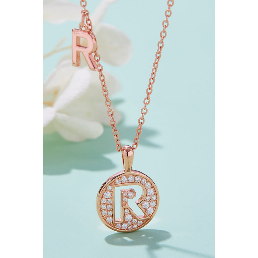 Moissanite K to T Pendant Necklace R / One Size