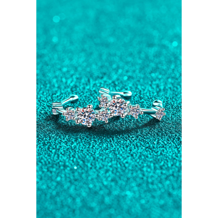 Moissanite Rhodium-Plated Cuff Earrings Silver / One Size