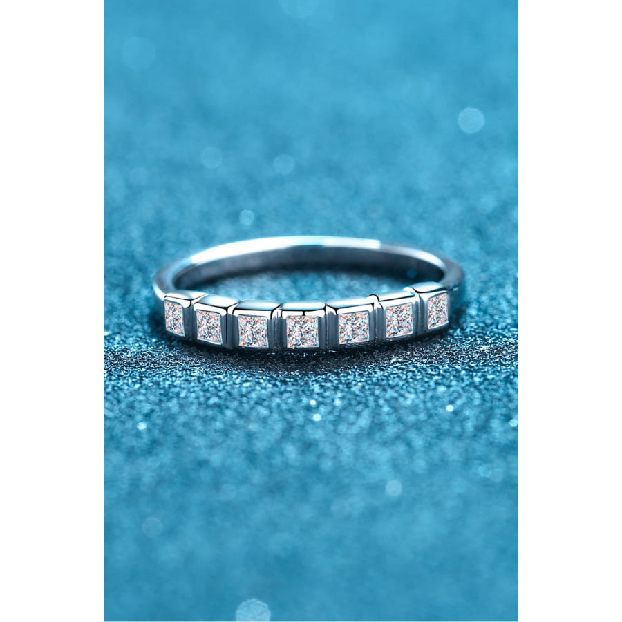 Moissanite Rhodium-Plated Half-Eternity Ring