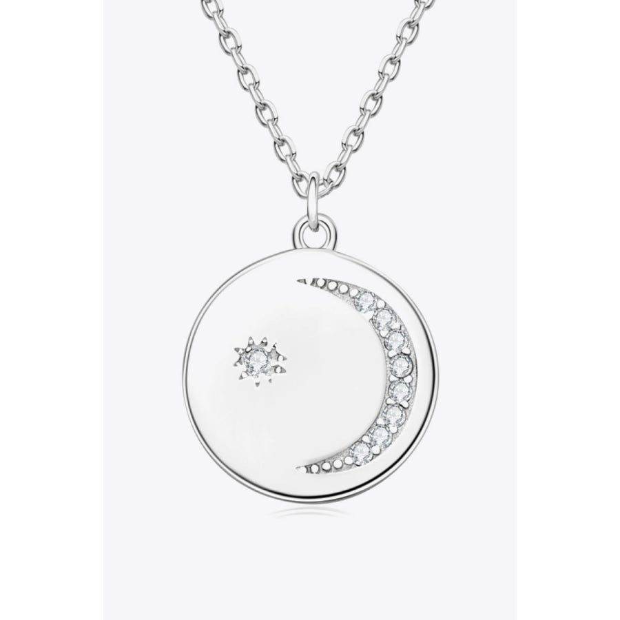 Moissanite Round Pendant Necklace Silver / One Size