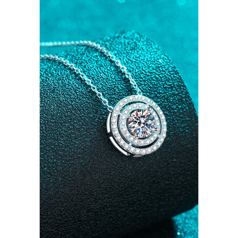 Moissanite Round Pendant Rhodium-Plated Necklace Silver / One Size