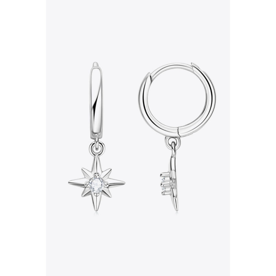 Moissanite Star Drop Earrings Silver / One Size