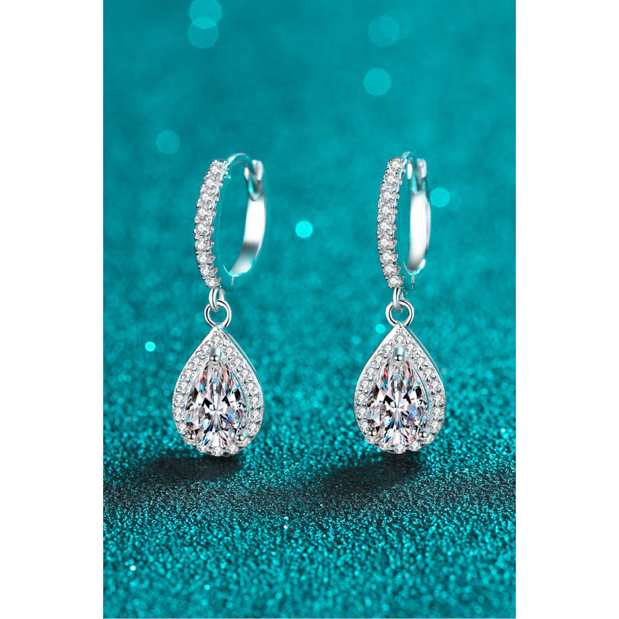 Moissanite Teardrop Earrings Silver / One Size