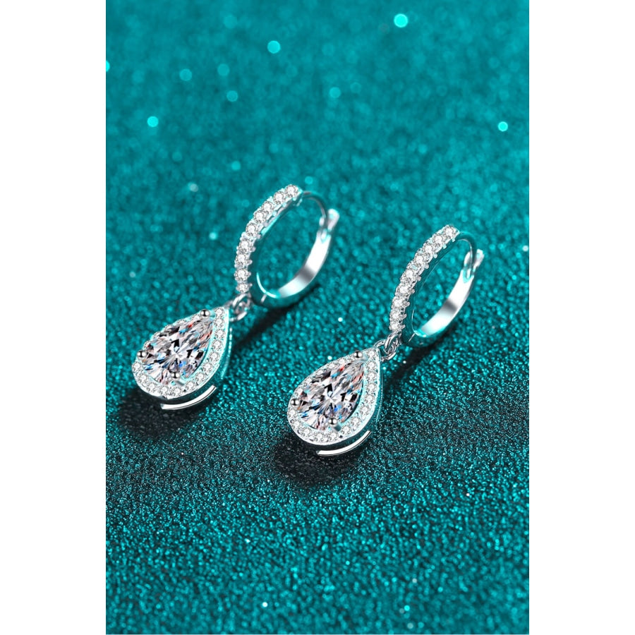 Moissanite Teardrop Earrings Silver / One Size