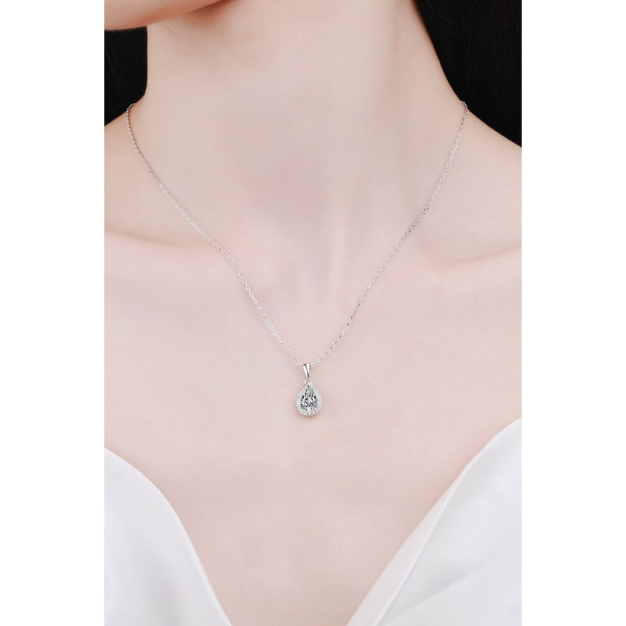 Moissanite Teardrop Pendant Necklace Silver / One Size