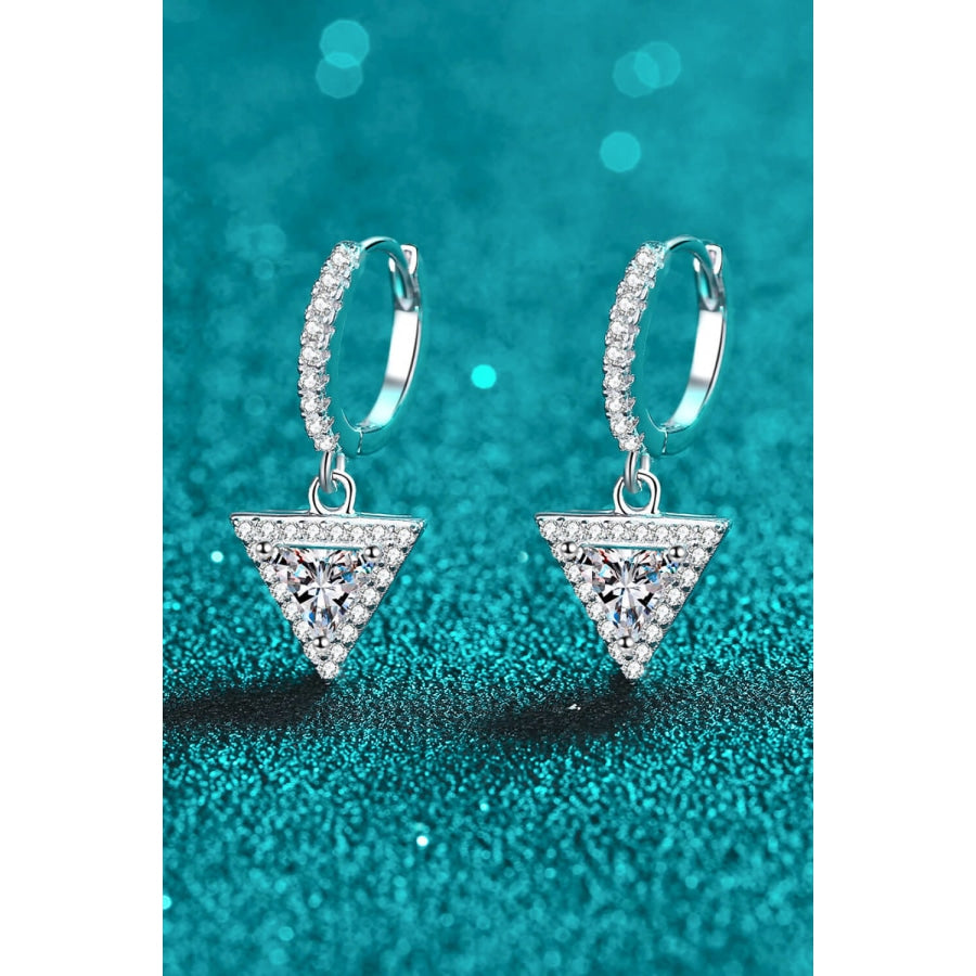 Moissanite Triangle Drop Earrings Silver / One Size