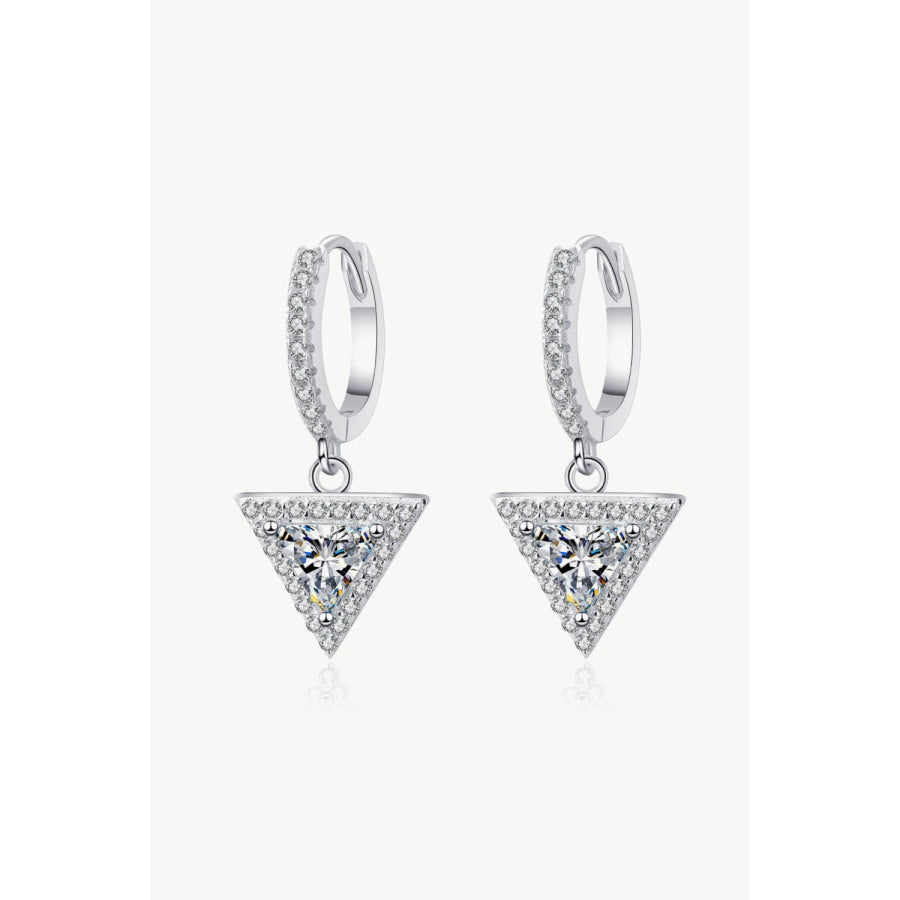 Moissanite Triangle Drop Earrings Silver / One Size