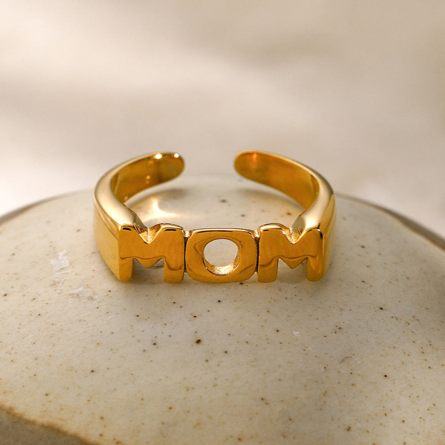 MOM Stainless Steel Open Ring Gold / One Size Apparel and Accessories