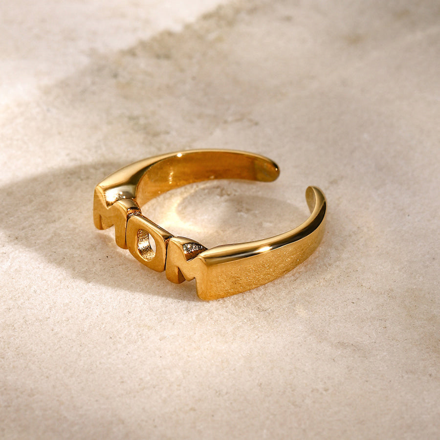 MOM Stainless Steel Open Ring Gold / One Size Apparel and Accessories
