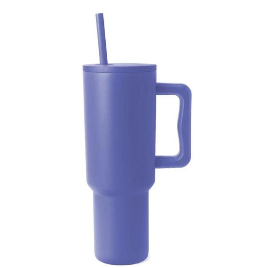 Monochromatic Stainless Steel Tumbler with Matching Straw Cobalt Blue / One Size Drinkware