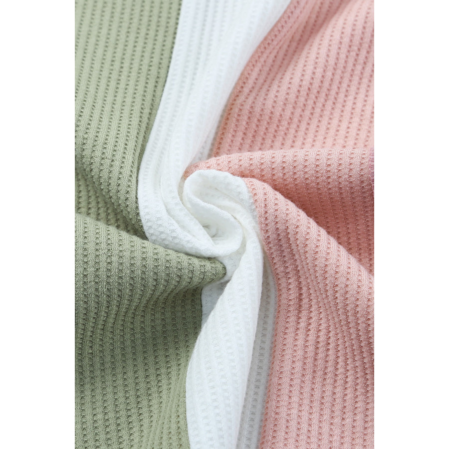 Multicolored Striped Waffle-Knit Sleeveless Tank