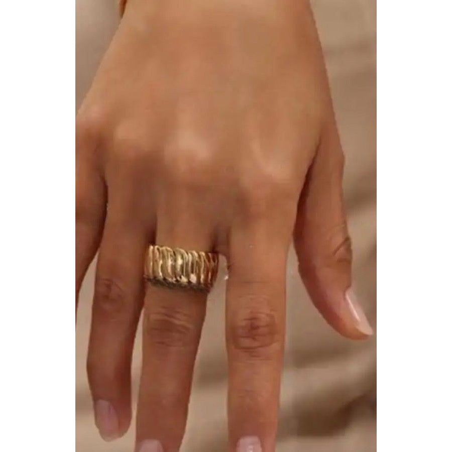 Natural Elements Chunky Gold Ribbed Ring WS 630 Jewelry