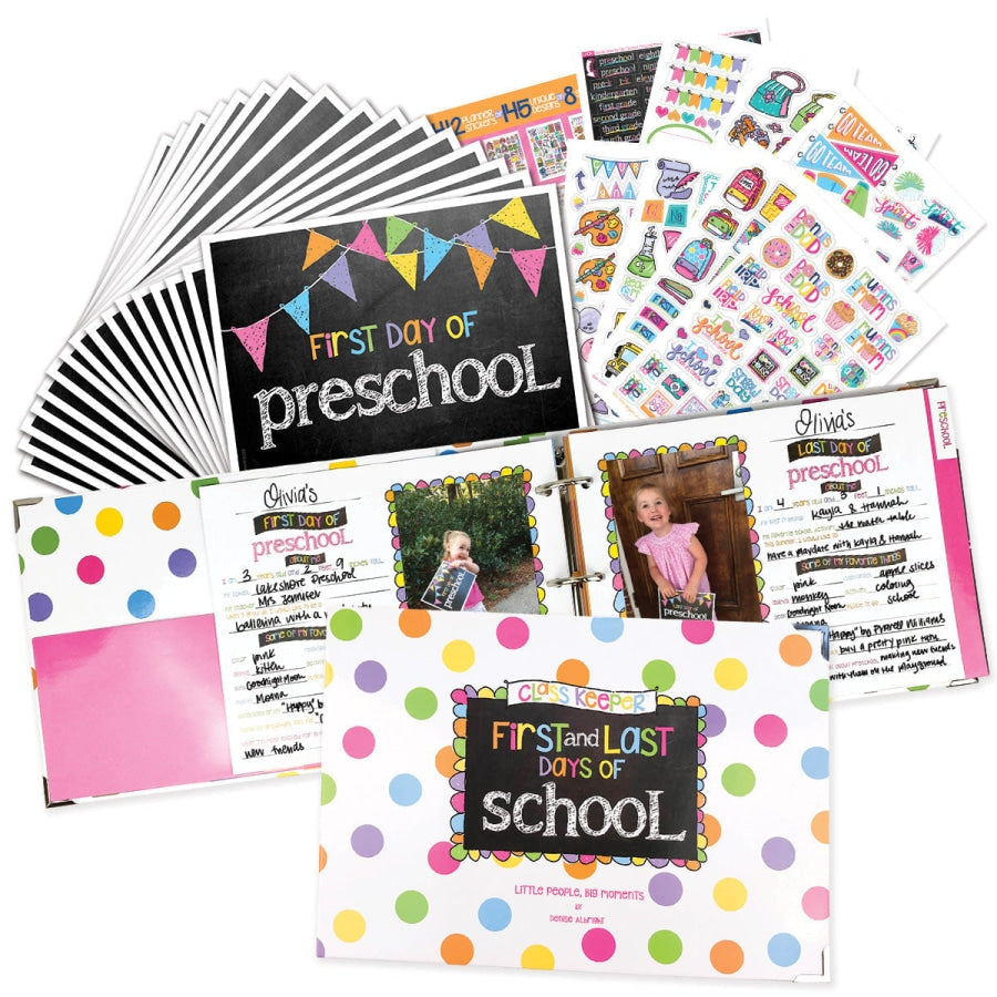NEW! Mom Must-Have School Keepsake Kit | Class Keeper® + Photo Prop Deck + School Stickers Dots &amp; Flags Binder