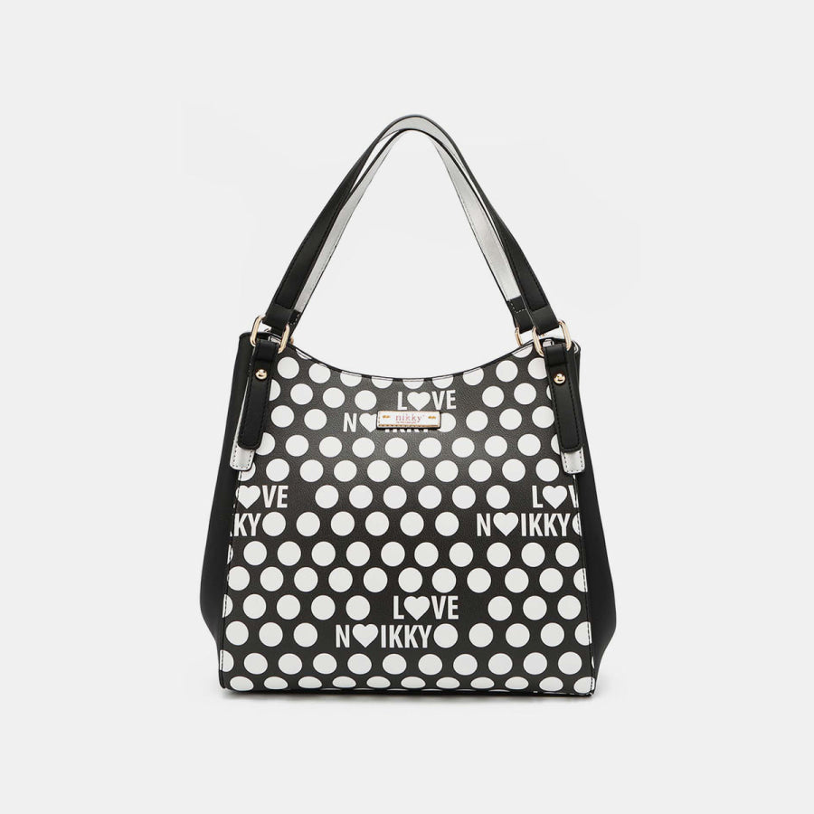 Nicole Lee USA Contrast Polka Dot Handbag Black / One Size Apparel and Accessories