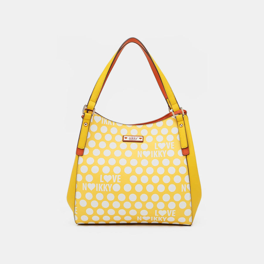 Nicole Lee USA Contrast Polka Dot Handbag Yellow / One Size Apparel and Accessories