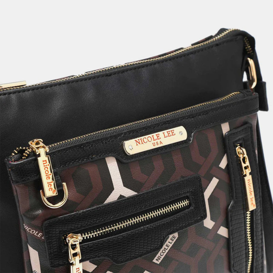 Nicole Lee USA Geometric Pattern Crossbody Bag Black / One Size Apparel and Accessories