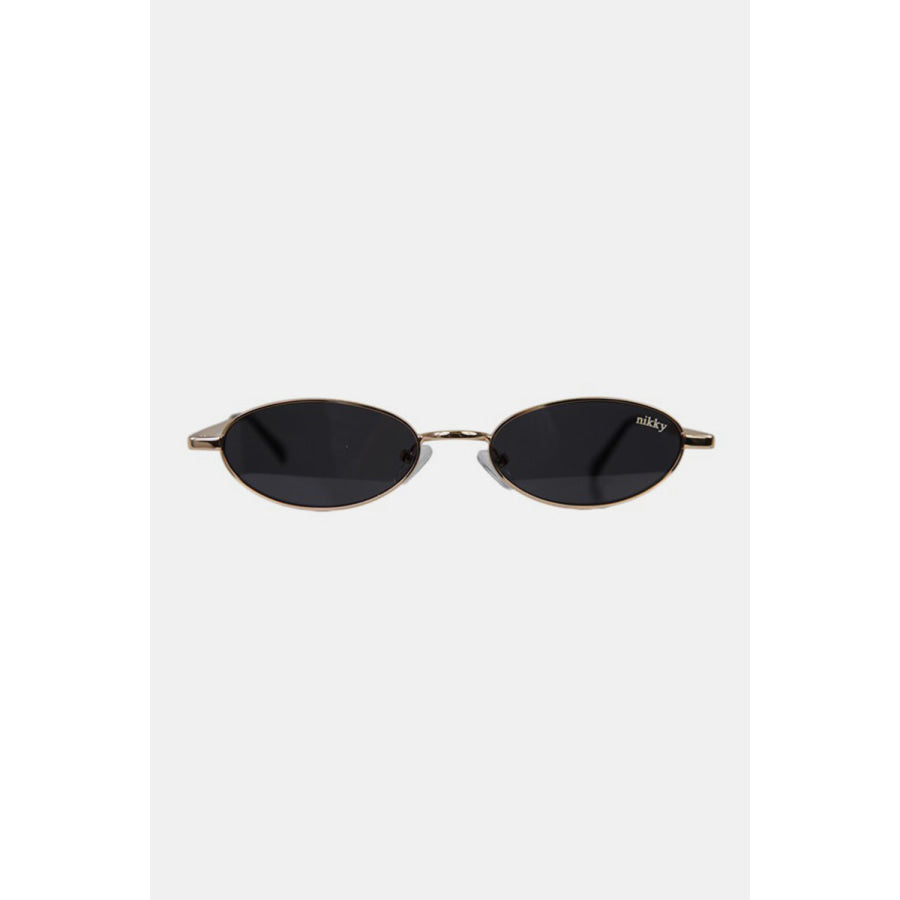 Nicole Lee USA Metal Frame Finley Oval Sunglasses Black / One Size Apparel and Accessories