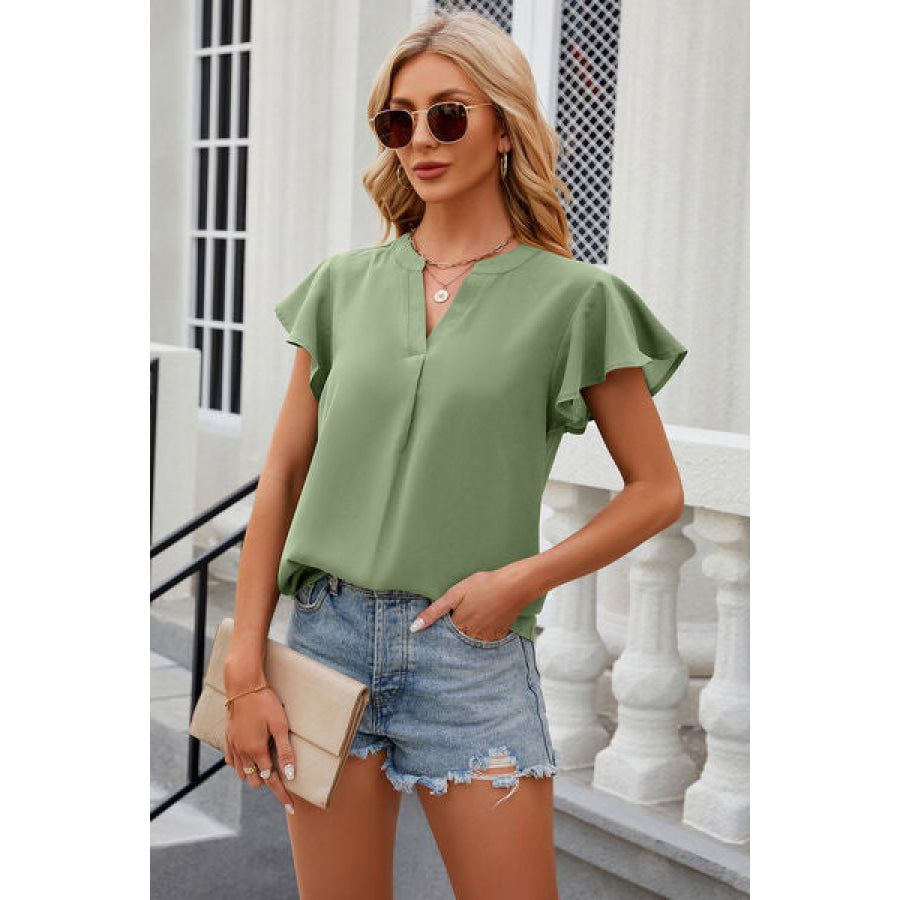 Notched Cap Sleeve T - Shirt Apparel and Accessories
