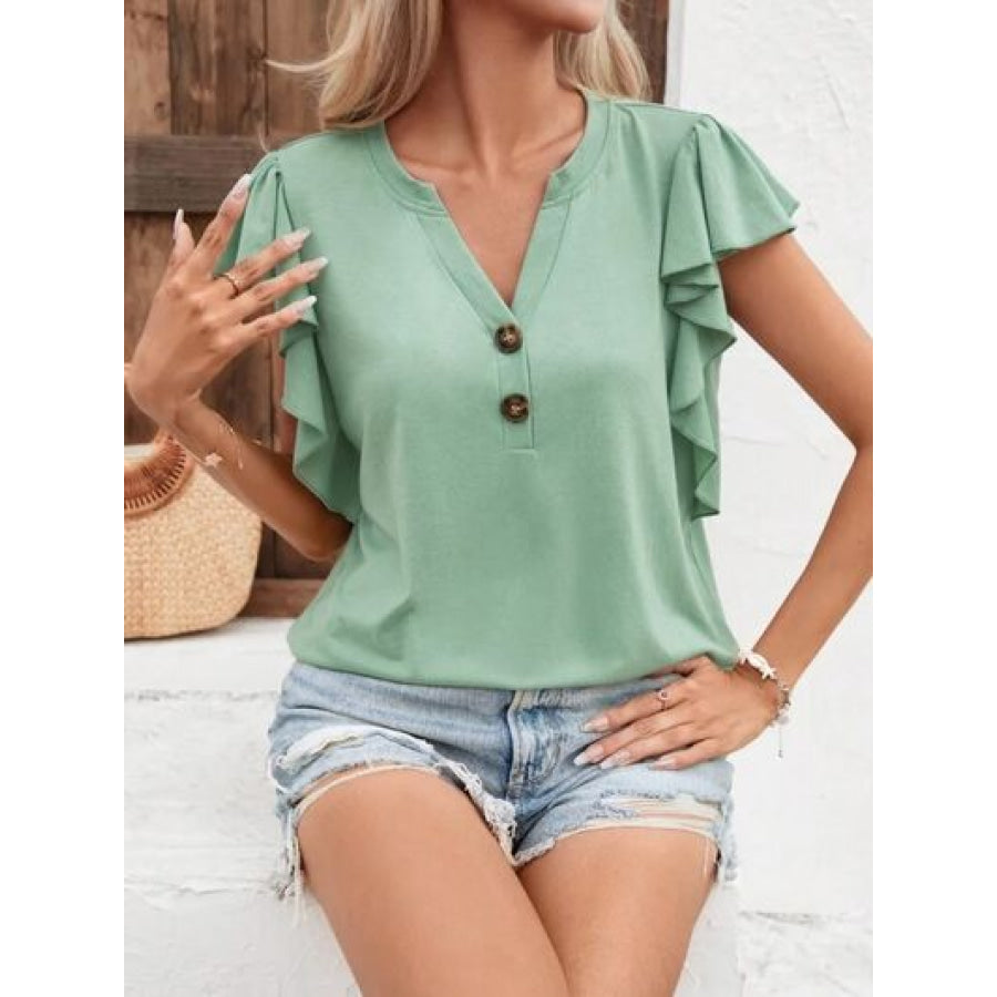 Notched Cap Sleeve T - Shirt Apparel and Accessories