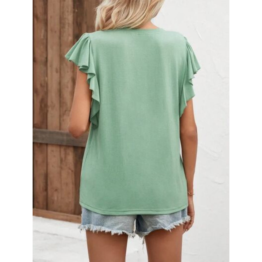 Notched Cap Sleeve T - Shirt Apparel and Accessories