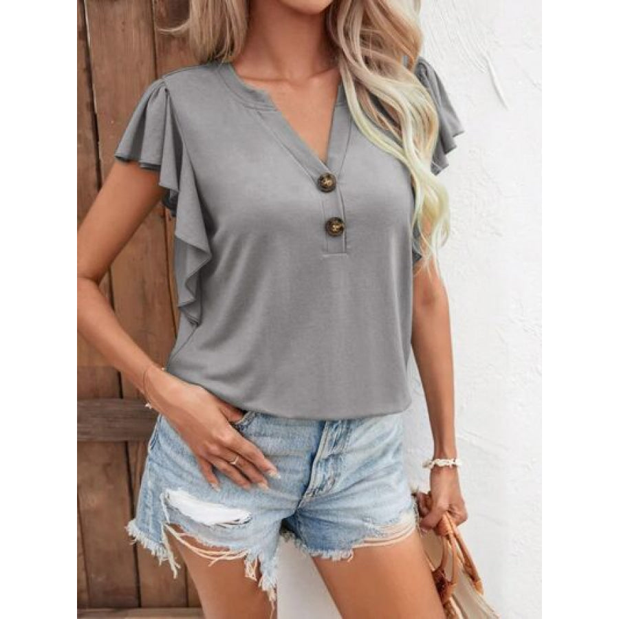 Notched Cap Sleeve T - Shirt Apparel and Accessories