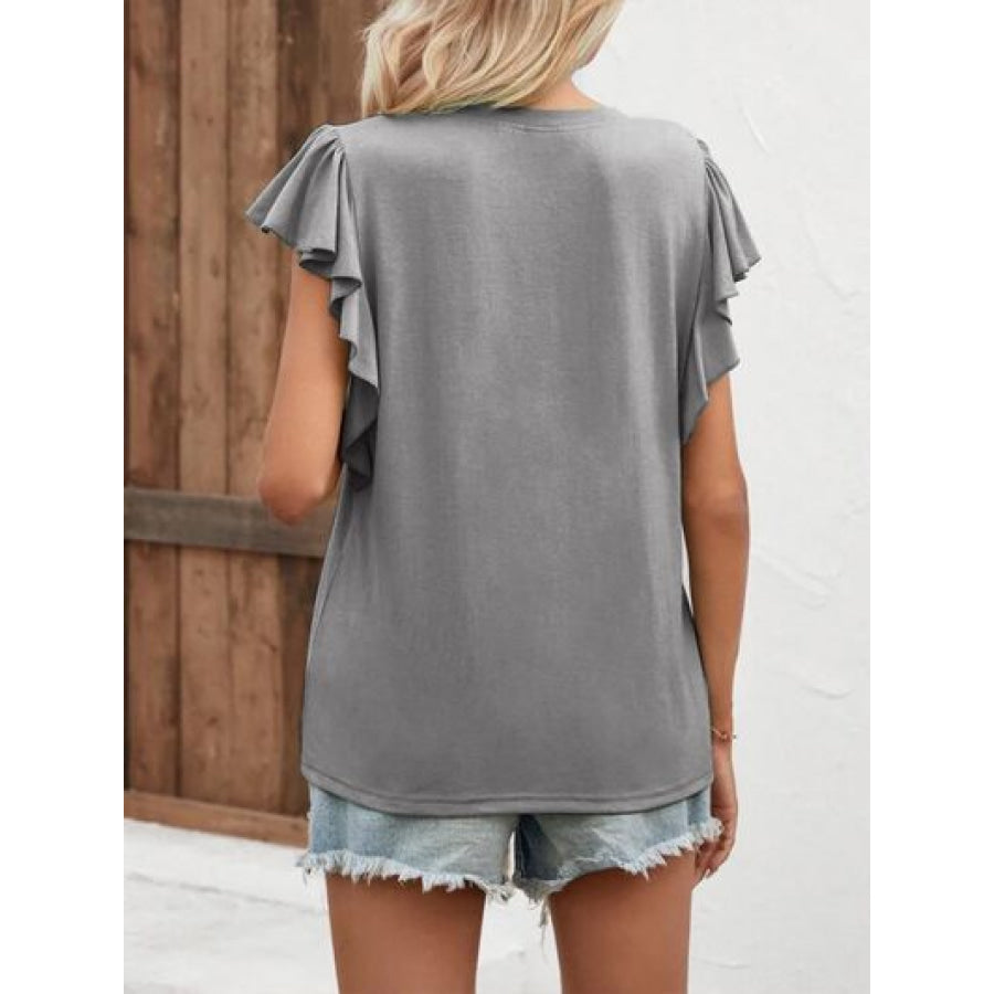 Notched Cap Sleeve T - Shirt Apparel and Accessories