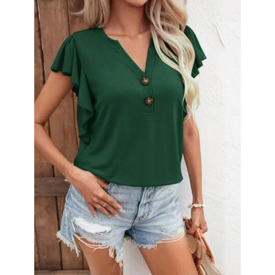 Notched Cap Sleeve T - Shirt Apparel and Accessories