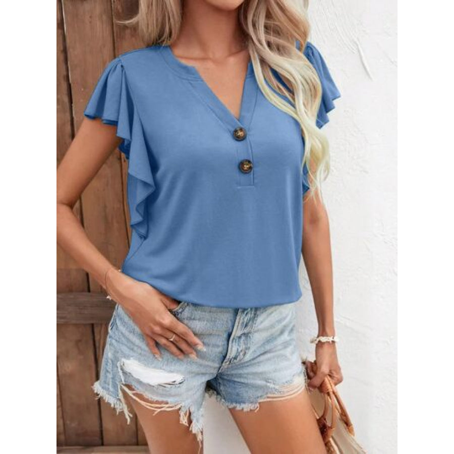 Notched Cap Sleeve T - Shirt Apparel and Accessories
