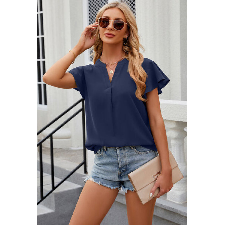 Notched Cap Sleeve T - Shirt Apparel and Accessories