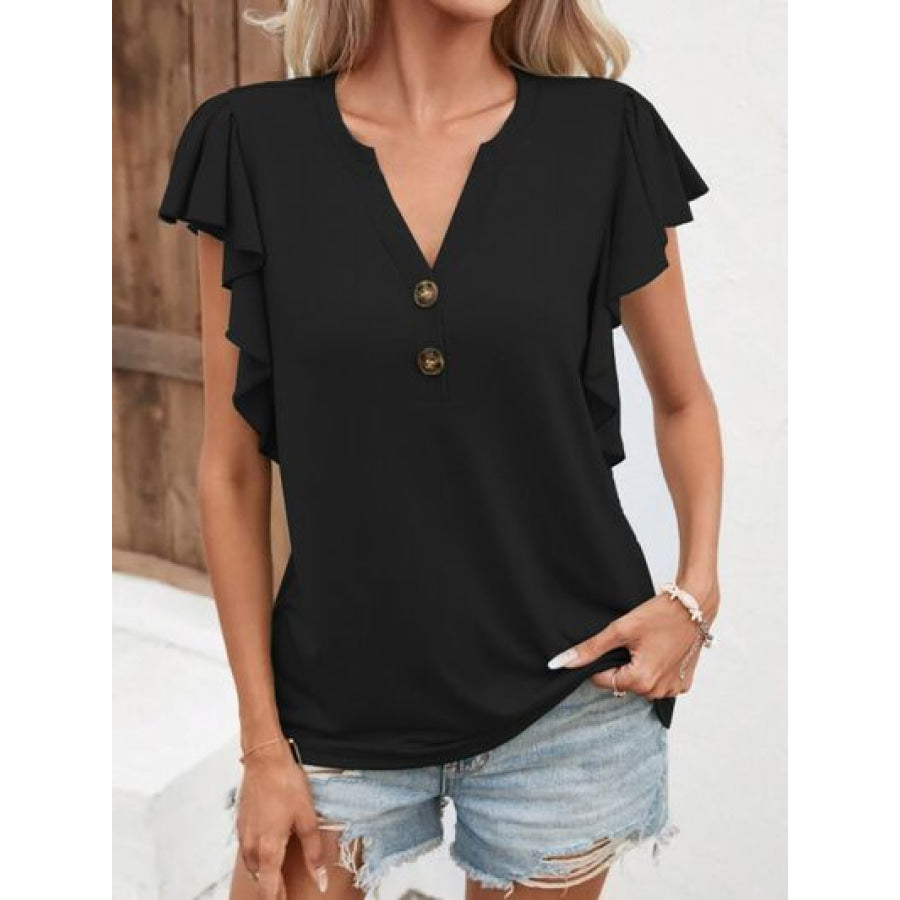 Notched Cap Sleeve T - Shirt Apparel and Accessories